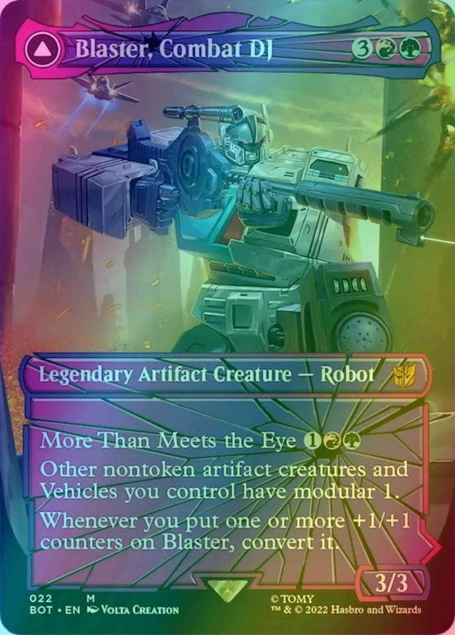 Blaster, Combat DJ // Blaster, Morale Booster [22] [Borderless] [Shattered Glass] [Universes Beyond: Transformers] [Foil]