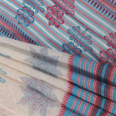 Hand block printed south cotton saree