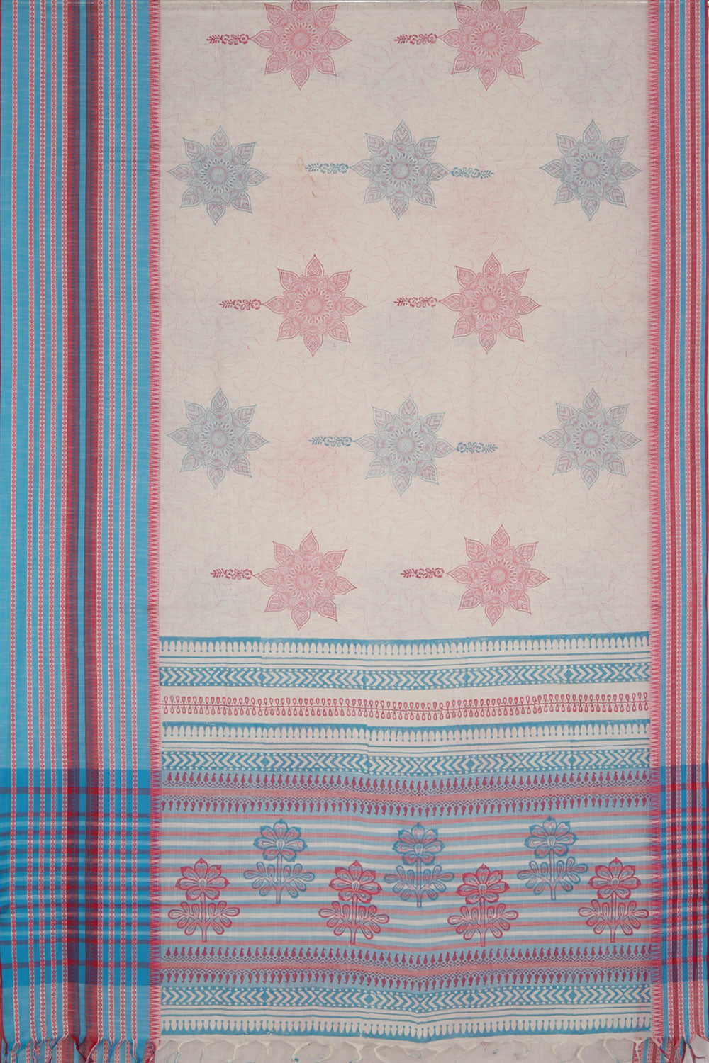 Hand block printed south cotton saree