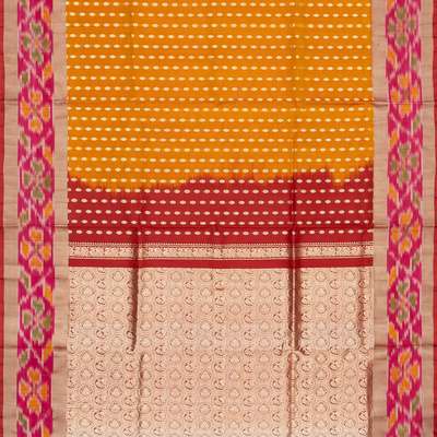 Mango Yellow Handloom Uppada Silk Saree With Floral Motifs