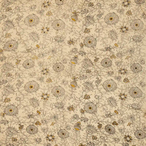 Taupe Cotton Saree With Mustard Kalamkari Print