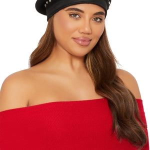 Wool Rhinestone Detail Beret