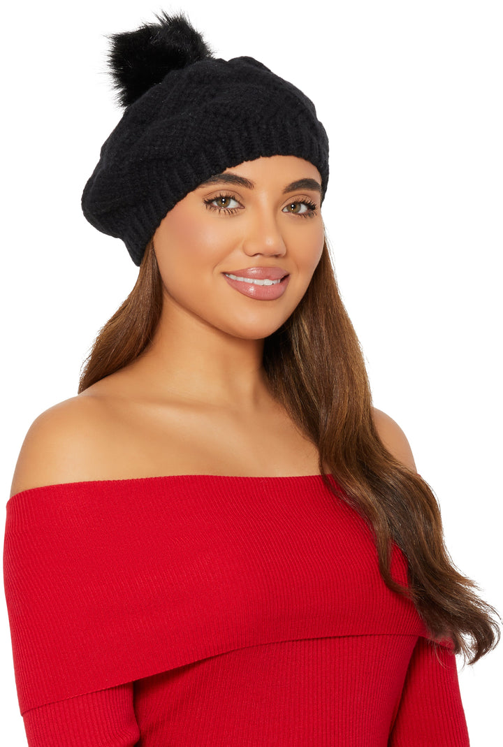 Pom Pom Knit Beret