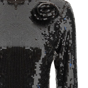 Rotate Birger Christensen Sequin Dress With Flower
