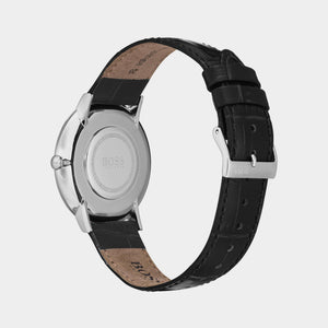 Essential Men Quartz Black Dial Analog Leather Watch 1513647