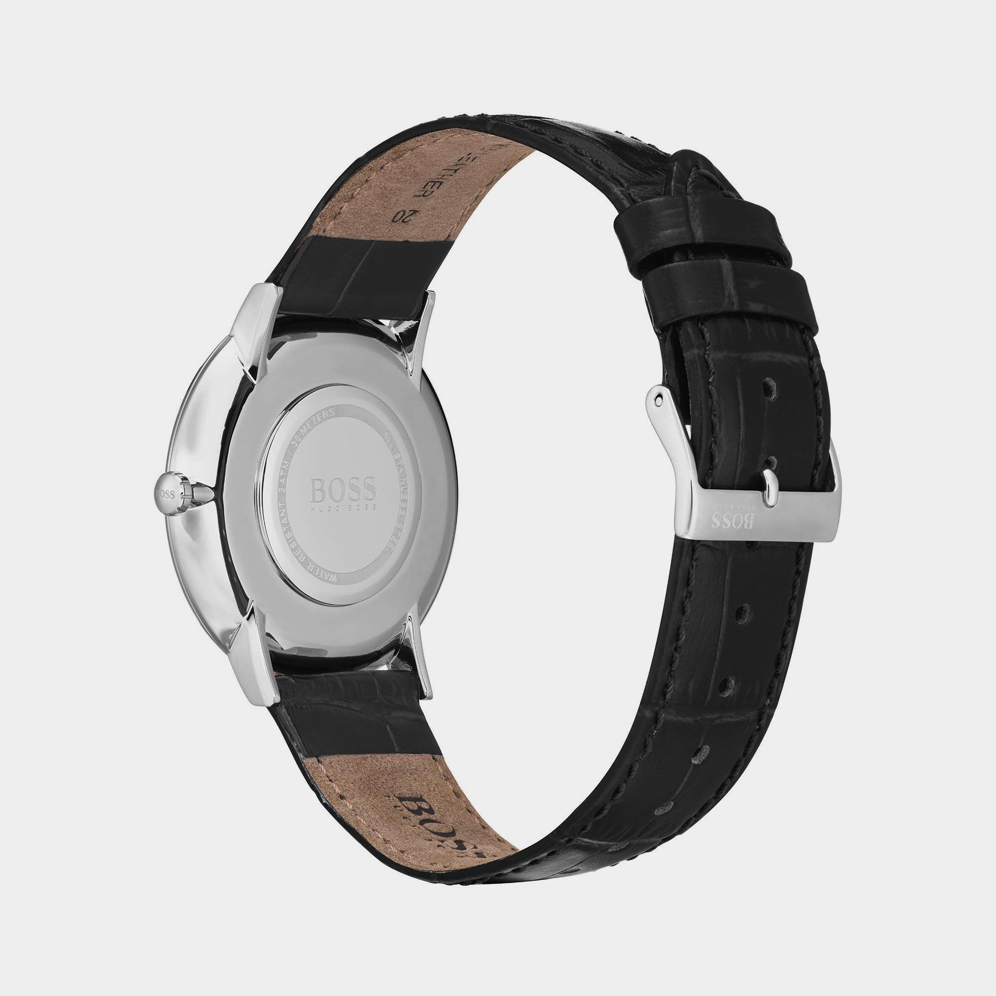 Essential Men Quartz Black Dial Analog Leather Watch 1513647