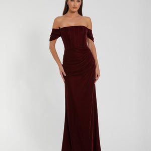 Mac Duggal 11752 Long Formal Fitted Velvet Prom Dress