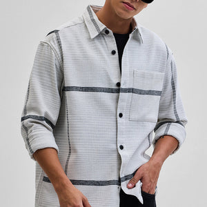 Light Grey Cord Textured Overshirt