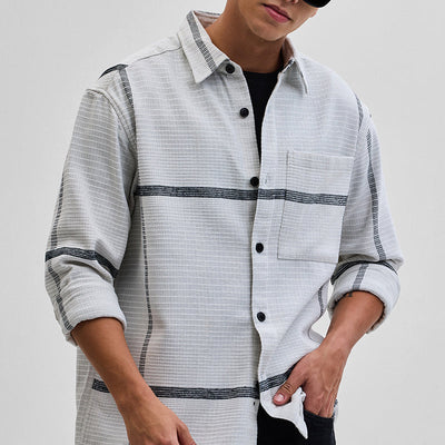 Light Grey Cord Textured Overshirt