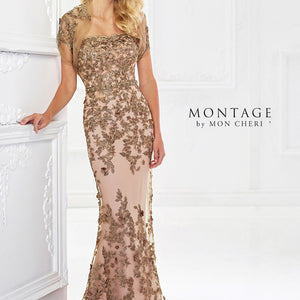 Montage 118961 Long Metallic Lace Evening Mother of the Bride Dress