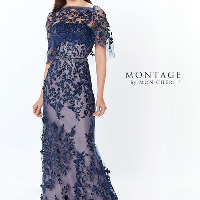 Montage 118961 Long Metallic Lace Evening Mother of the Bride Dress