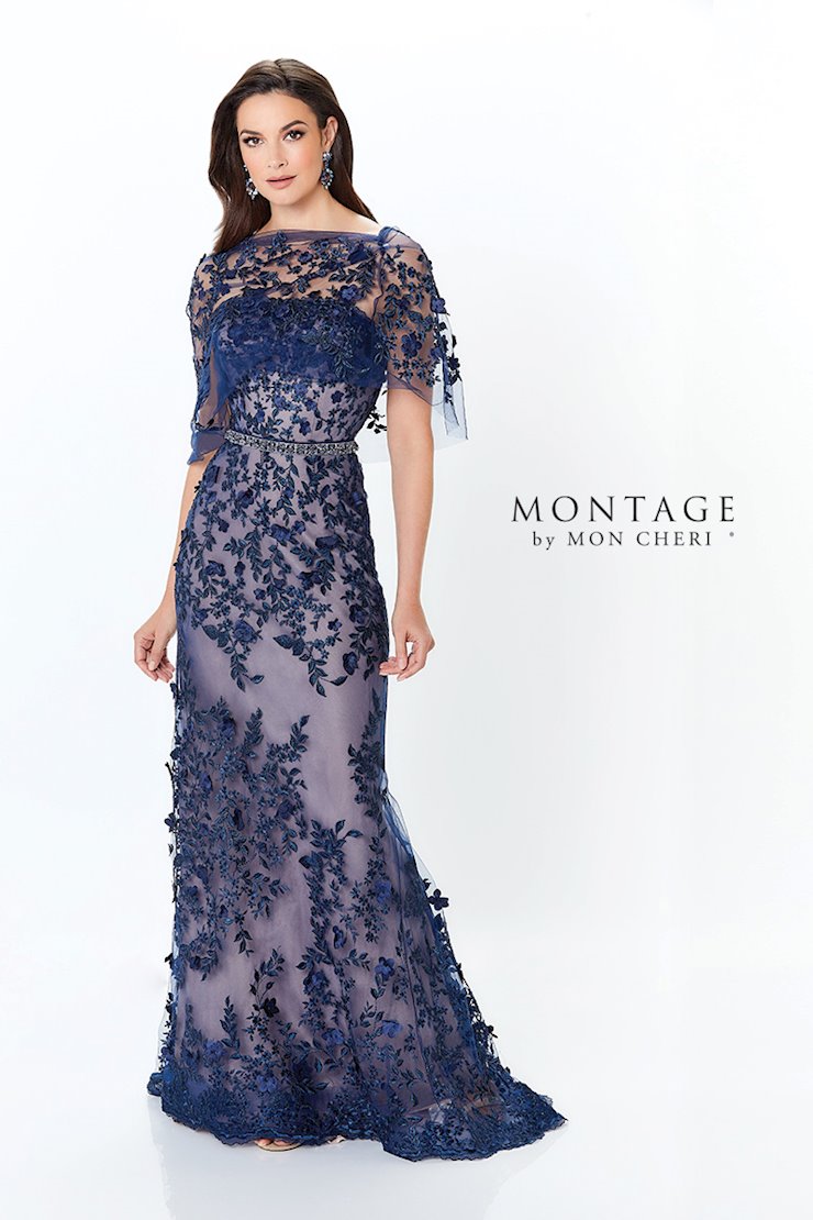 Montage 118961 Long Metallic Lace Evening Mother of the Bride Dress