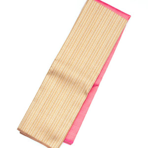 Sandal & Pink Handloom Kanchipuram Half & Half Silk Saree