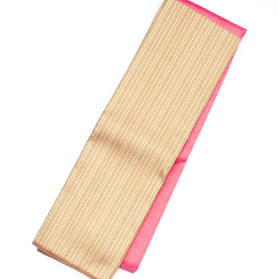 Sandal & Pink Handloom Kanchipuram Half & Half Silk Saree