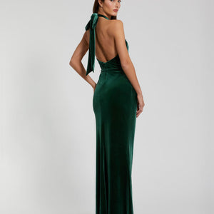 Mac Duggal 11924 Fitted Long Formal Velvet Prom Dress