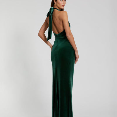 Mac Duggal 11924 Fitted Long Formal Velvet Prom Dress