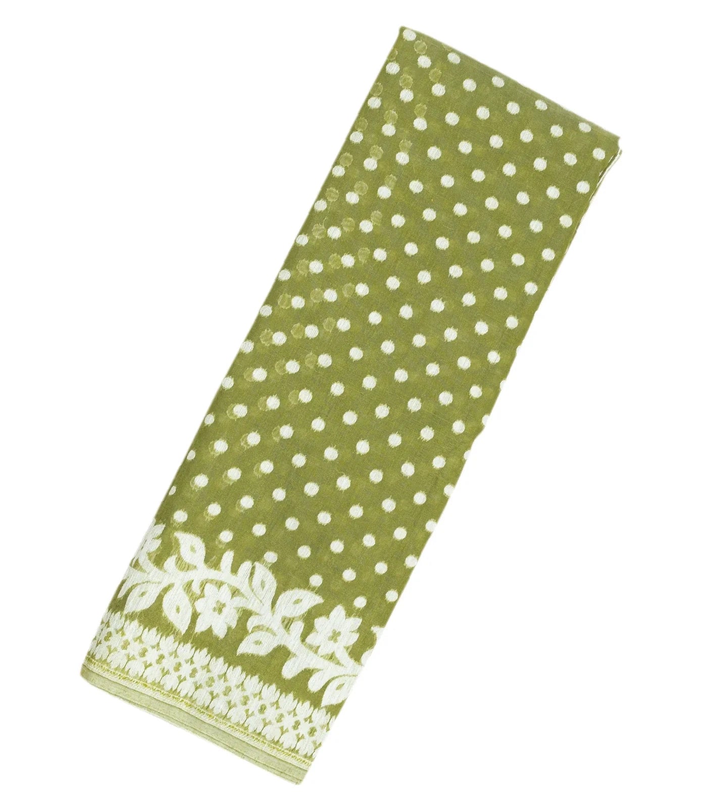 Cardamom Green Bengal Cotton Saree With Coin Motifs