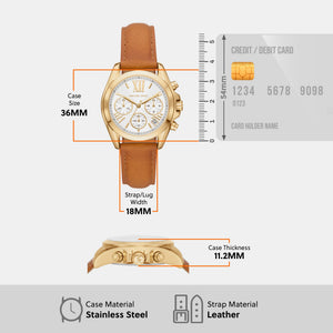 Bradshaw Women Quartz White Dial Chronograph Leather Watch MK2961