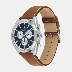 Heritage Men Quartz Blue Dial Chronograph Leather Watch 3650181