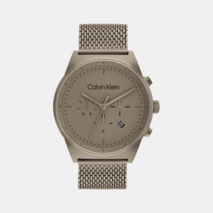 Ck Impressive Men Quartz Khaki Dial Chronograph Mesh Watch 25200297