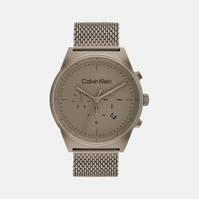 Ck Impressive Men Quartz Khaki Dial Chronograph Mesh Watch 25200297