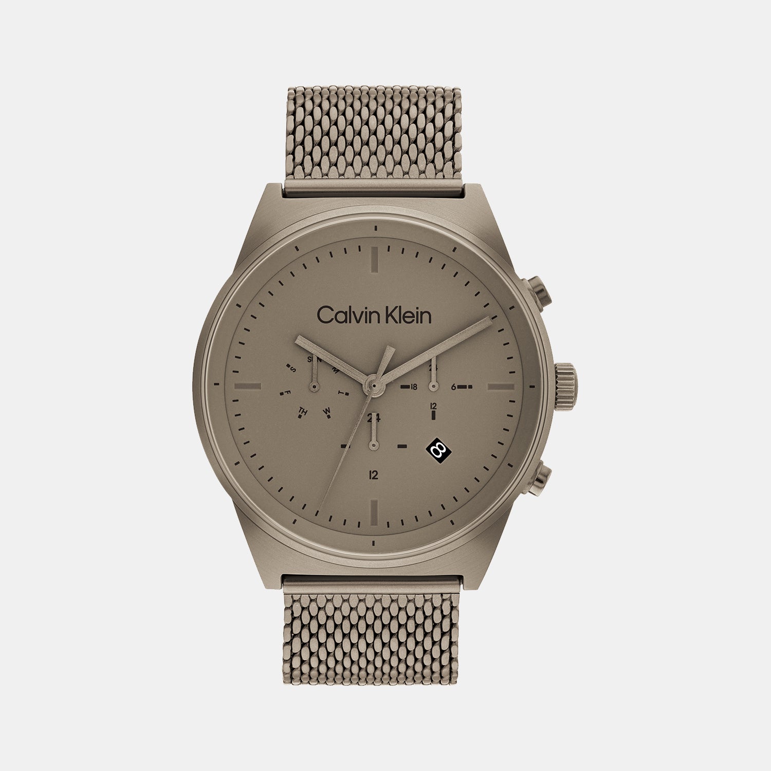 Ck Impressive Men Quartz Khaki Dial Chronograph Mesh Watch 25200297