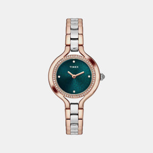 Fria Women Quartz Green Dial Analog Stainless Steel Watch TWEL14009