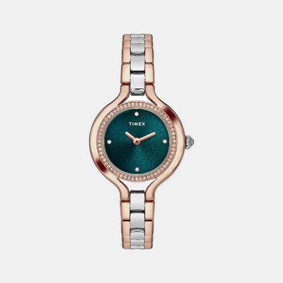 Fria Women Quartz Green Dial Analog Stainless Steel Watch TWEL14009