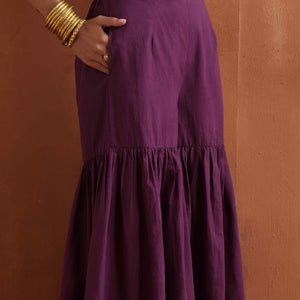 trueBrowns Purple Metallic Sharara Dupatta Set