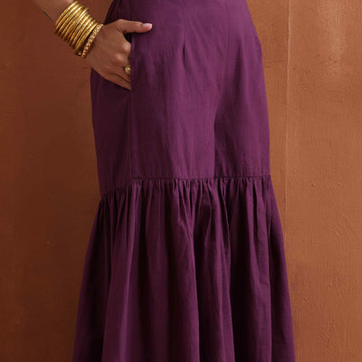 trueBrowns Purple Metallic Sharara Dupatta Set