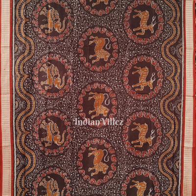 Deer Theme Pure Sambalpuri Ikat Silk Saree