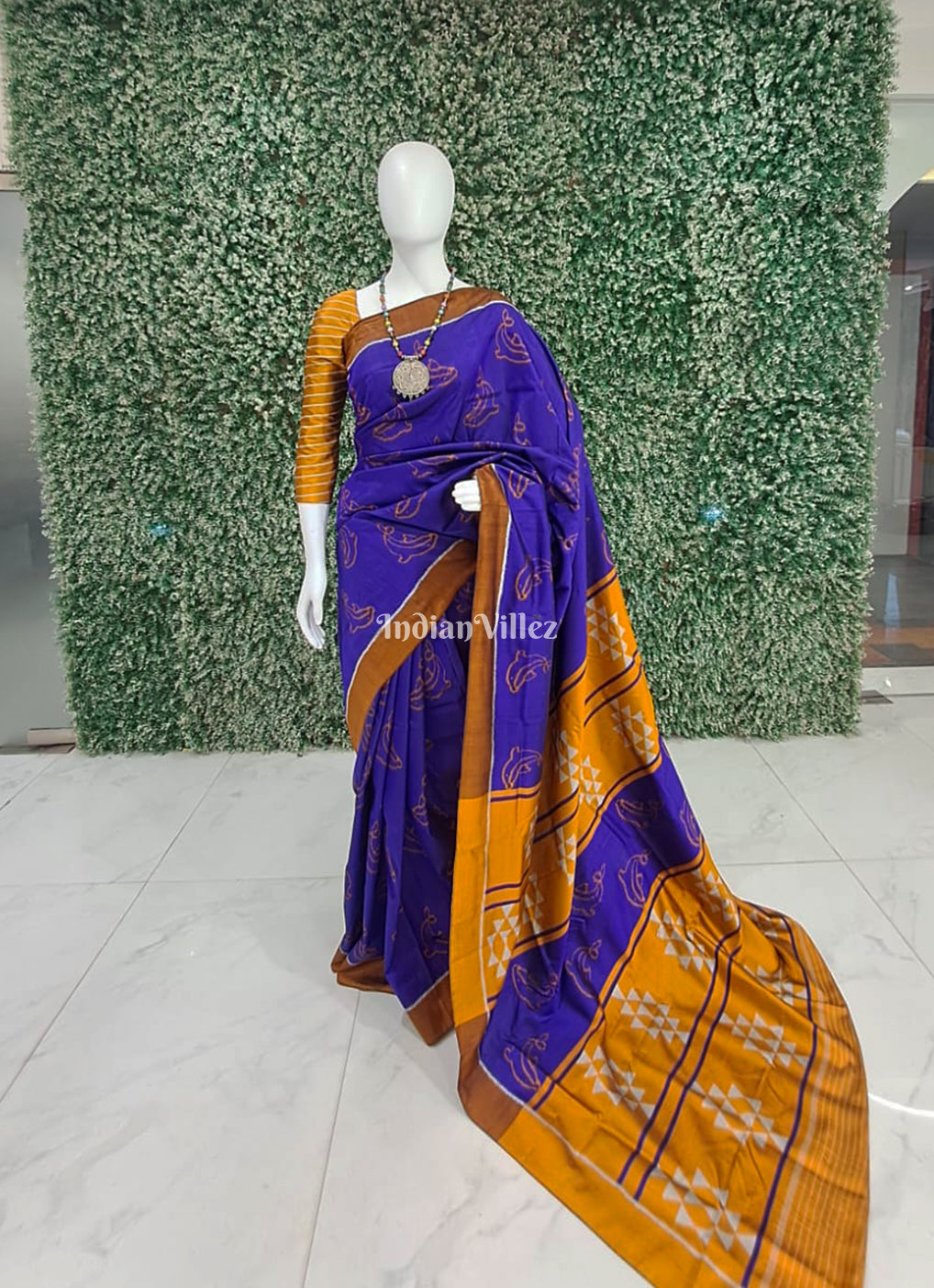 Indigo Blue Dolphin Designer Contemporary Silk Saree