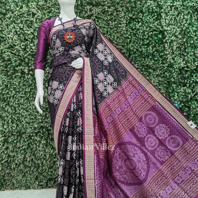 Black Purple Body Pasapali Sambalpuri Silk Saree