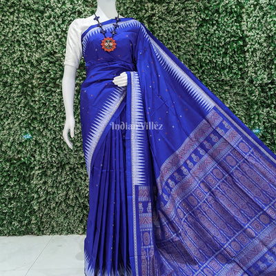 Royal Blue Bomkai Sambalpuri Silk Saree