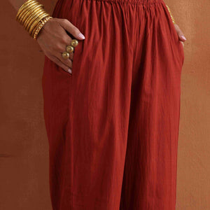 trueBrowns Rust Metallic Angrakha Kurta Set