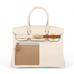HERMÈS Limited Edition Birkin 30 Colormatic Cuivre (6C) Chai (0M) Nata (I2) Swift Gold