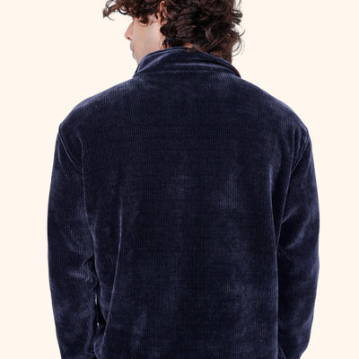 CERISE CORD HALF ZIP - NAVY BLUE