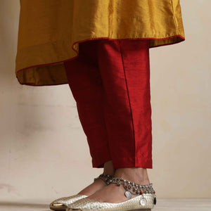 trueBrowns Gold Silk Kurta Set