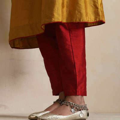trueBrowns Gold Silk Kurta Set