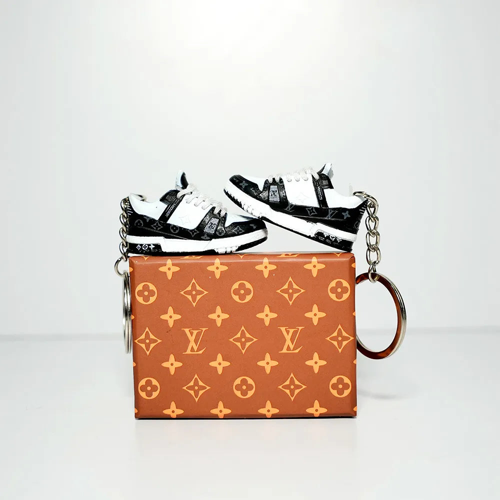 3D Sneaker Keychain With Box - LV Trainer Black
