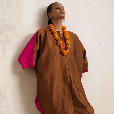 trueBrowns Brown Silk Co-ord Set