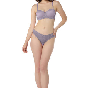 Elegance Padded Wired Multiway Balconette Bra  - Gray Ridge
