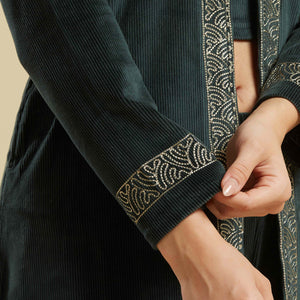 green-embroidered-velvet-front-slit-top-bottom-set
