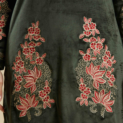 green-embroidered-velvet-straight-top-bottom-set