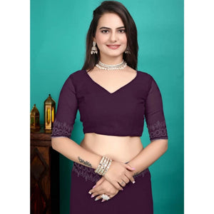 Purple Swarovski Work Embroidered Georgette Saree