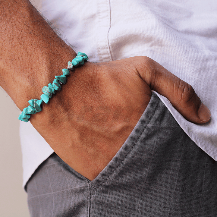 Blue & Green Howlite Chips Crystals Bracelet For Men