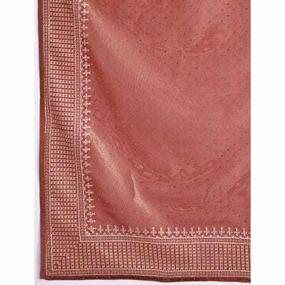 Brown Swarovski Work Embroidered Net Saree