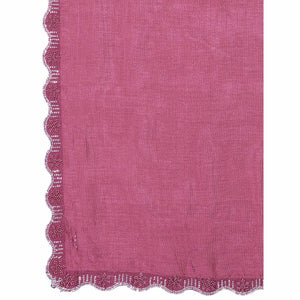Mauve Pearl Work Embroidered Khaadi Saree
