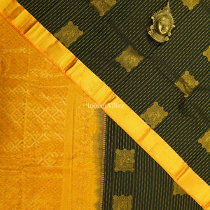 Black Golden  Striped Body Work Pure Kanjivaram Silk Saree