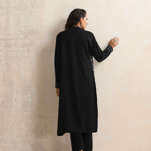 trueBrowns Black Kashmiri Woollen Jacket 3pc Set